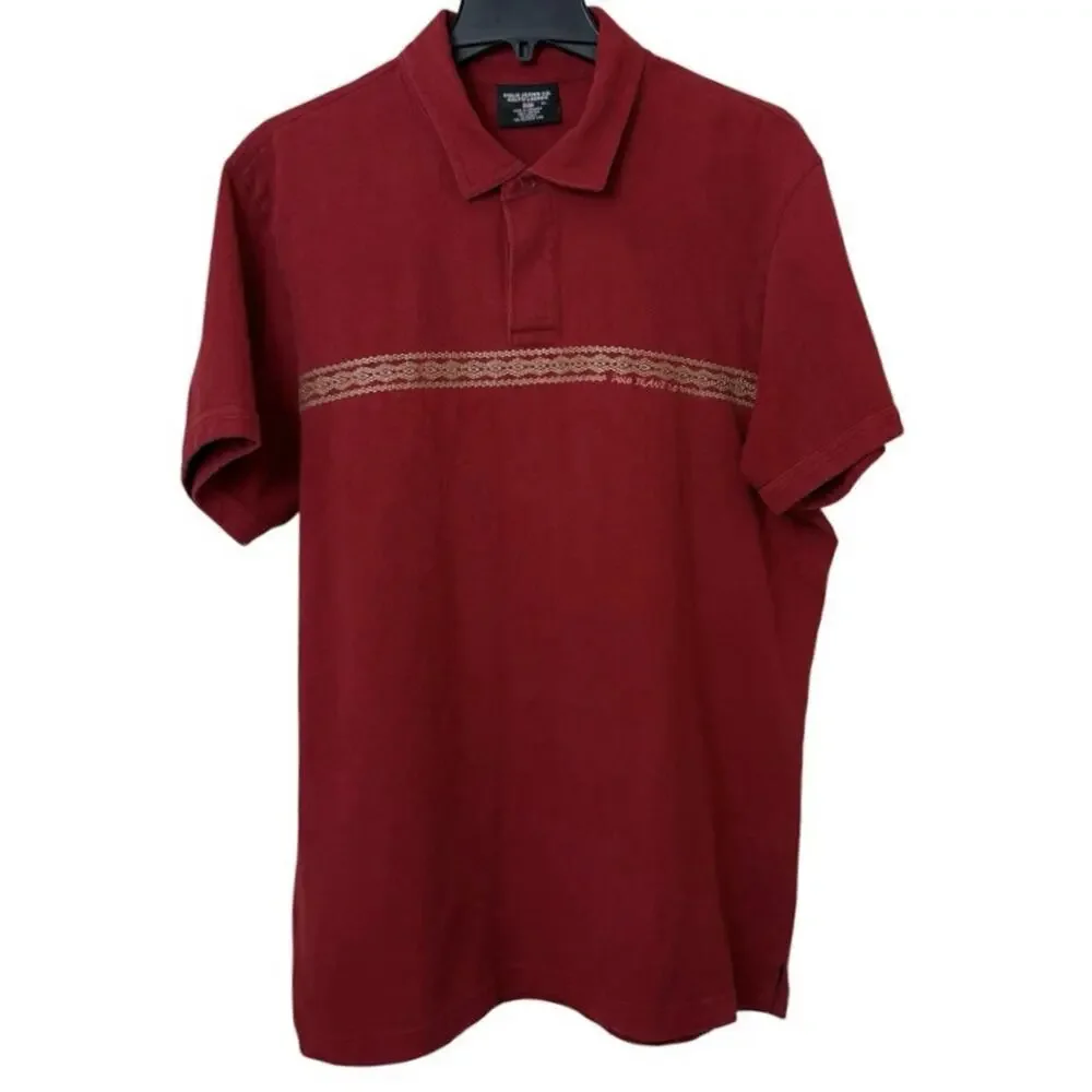 Polo Jeans Co Polo Shirt Mens XL Burgundy Embroidered Cotton Vintage Y2K
